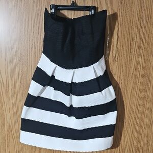 Black and White Strapless Dress